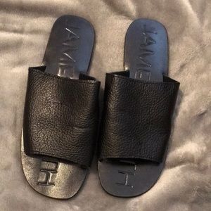 James Smith black leather off‎ duty slides size 37